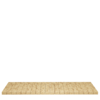 Wooden table, wood table top front view 3d render isolated png