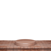 Wooden table, wood table top front view 3d render isolated png