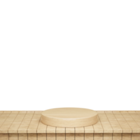 Wooden table, wood table top front view 3d render isolated png