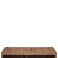 Wooden table, wood table top front view 3d render isolated png