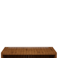 Wooden table, wood table top front view 3d render isolated png