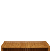 Wooden table, wood table top front view 3d render isolated png