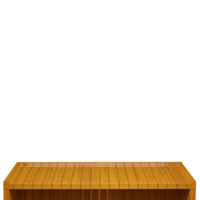 mesa de madera, vista frontal de la parte superior de la mesa de madera render 3d aislado png