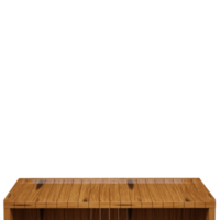 Wooden table, wood table top front view 3d render isolated png