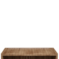 Wooden table, wood table top front view 3d render isolated png