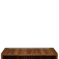 Wooden table, wood table top front view 3d render isolated png