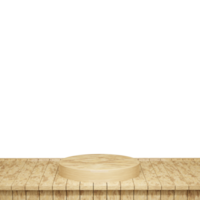 Wooden table, wood table top front view 3d render isolated png