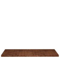 Wooden table, wood table top front view 3d render isolated png