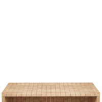 Wooden table, wood table top front view 3d render isolated png