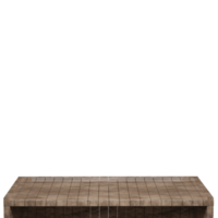 Wooden table, wood table top front view 3d render isolated png