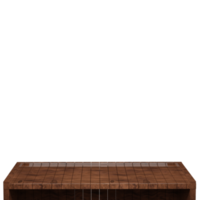 mesa de madera, vista frontal de la parte superior de la mesa de madera render 3d aislado png