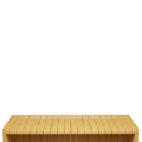 Wooden table, wood table top front view 3d render isolated png