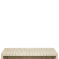 mesa de madera, vista frontal de la parte superior de la mesa de madera render 3d aislado png