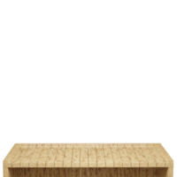 Wooden table, wood table top front view 3d render isolated png