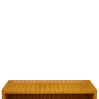 Wooden table, wood table top front view 3d render isolated png