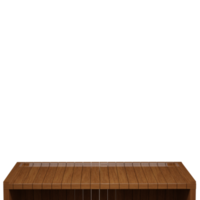 Wooden table, wood table top front view 3d render isolated png