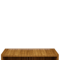 Wooden table, wood table top front view 3d render isolated png