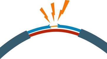 circuito eléctrico. choque, relámpagos rojos y chispas amarillas de la salida. conector y enchufe. sistema sobrecargado. el problema con el aparato. situación de incendio con humo y seguridad. vector