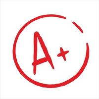 A Plus Red Grade Mark. School excellent test and exam. vector