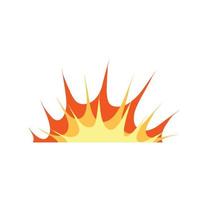 Comic boom explosion. Big cartoon fireball. Fire bang and exploding symbol isolated on white vector