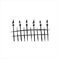 Doodle fence cemetery. Decoration of grave for Halloween vector