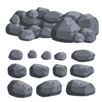 Stack of flat stone rock set. Different grey boulders. Pile of broken debris. Nature decoration. vector