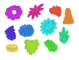 conjunto de formas abstractas. forma de base multicolor geométrica para estampados florales simples. garabato de dibujos animados de niños planos vector