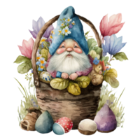 Easter Gnome and Eggs Basket Sublimation Design png