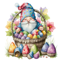 Easter Gnome and Eggs Basket Sublimation Design png