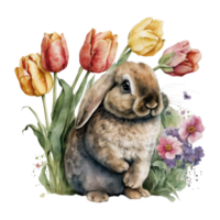 Frühling Hase Tulpe Sublimation Clip Art png