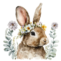 Watercolor Spring Bunny Sublimation Design Illustration png