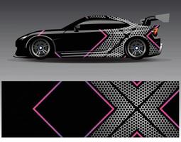 Car wrap design vector. Graphic abstract stripe racing background kit designs for wrap vehicle  race car  rally  adventure and livery vector