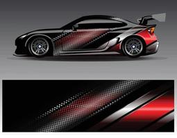 Car wrap design vector. Graphic abstract stripe racing background kit designs for wrap vehicle  race car  rally  adventure and livery vector