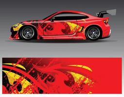 Car wrap design vector. Graphic abstract stripe racing background kit designs for wrap vehicle  race car  rally  adventure and livery vector