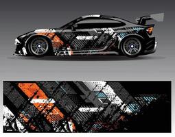 vector de diseño de envoltura de coche. Diseños de kits de fondo de carreras de franjas abstractas gráficas para envolver vehículos carrera de autos rally aventura y librea