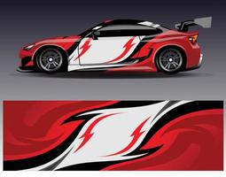 vector de diseño de envoltura de coche. Diseños de kits de fondo de carreras de franjas abstractas gráficas para envolver vehículos carrera de autos rally aventura y librea