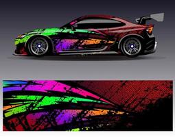 Car wrap design vector. Graphic abstract stripe racing background kit designs for wrap vehicle  race car  rally  adventure and livery vector