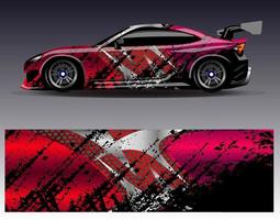 Car wrap design vector. Graphic abstract stripe racing background kit designs for wrap vehicle  race car  rally  adventure and livery vector