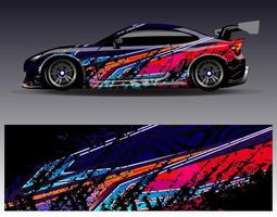 Car wrap design vector. Graphic abstract stripe racing background kit designs for wrap vehicle  race car  rally  adventure and livery vector