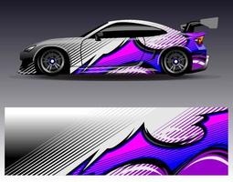 vector de diseño de envoltura de coche. Diseños de kits de fondo de carreras de franjas abstractas gráficas para envolver vehículos carrera de autos rally aventura y librea