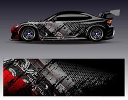 Car wrap design vector. Graphic abstract stripe racing background kit designs for wrap vehicle  race car  rally  adventure and livery vector