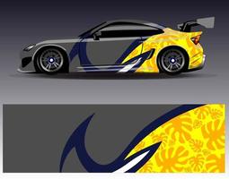 Car wrap design vector. Graphic abstract stripe racing background kit designs for wrap vehicle  race car  rally  adventure and livery vector