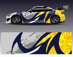 vector de diseño de envoltura de coche. Diseños de kits de fondo de carreras de franjas abstractas gráficas para envolver vehículos carrera de autos rally aventura y librea