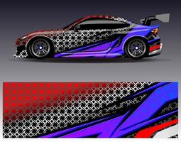 Car wrap design vector. Graphic abstract stripe racing background kit designs for wrap vehicle  race car  rally  adventure and livery vector