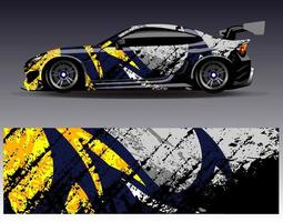 Car wrap design vector. Graphic abstract stripe racing background kit designs for wrap vehicle  race car  rally  adventure and livery vector