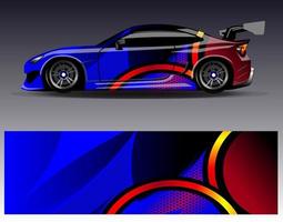 vector de diseño de envoltura de coche. Diseños de kits de fondo de carreras de franjas abstractas gráficas para envolver vehículos carrera de autos rally aventura y librea