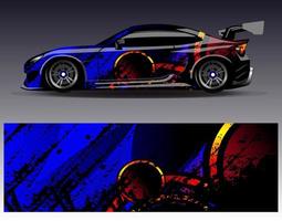 Car wrap design vector. Graphic abstract stripe racing background kit designs for wrap vehicle  race car  rally  adventure and livery vector