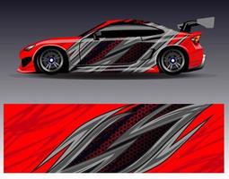 Car wrap design vector. Graphic abstract stripe racing background kit designs for wrap vehicle  race car  rally  adventure and livery vector