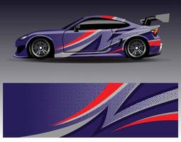 vector de diseño de envoltura de coche. Diseños de kits de fondo de carreras de franjas abstractas gráficas para envolver vehículos carrera de autos rally aventura y librea