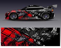 Car wrap design vector. Graphic abstract stripe racing background kit designs for wrap vehicle  race car  rally  adventure and livery vector